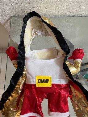 Champs Red, Gold & Black Satin Boxing Robe with 'CHAMP' Patch